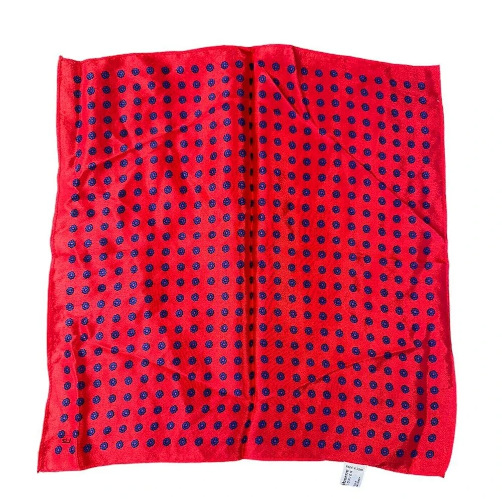 Vintage Liz Claiborne Accessories 100% Silk Scarf Set Red Blue Polka Dot Japan